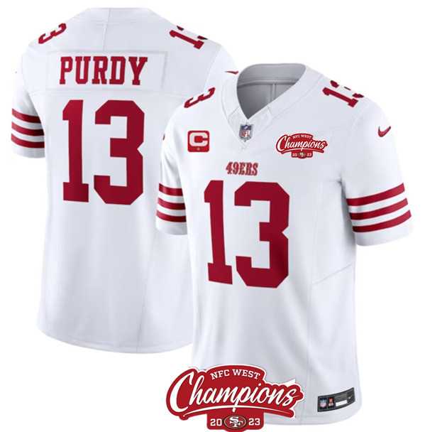 Men & Women & Youth San Francisco 49ers #13 Brock Purdy White 2023 F.U.S.E. With 1-star C Ptach And NFC West Champions Patch Stitched Jersey
